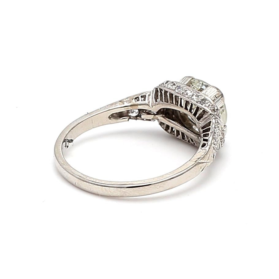 Platinum Engagement Ring with 1.89 Carat Old European Diamond L VVS2 GIA