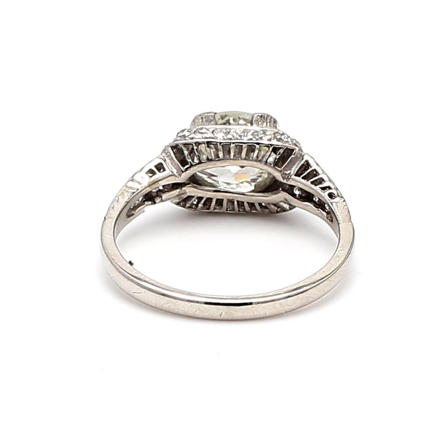Platinum Engagement Ring with 1.89 Carat Old European Diamond L VVS2 GIA