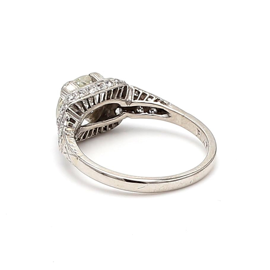 Platinum Engagement Ring with 1.89 Carat Old European Diamond L VVS2 GIA