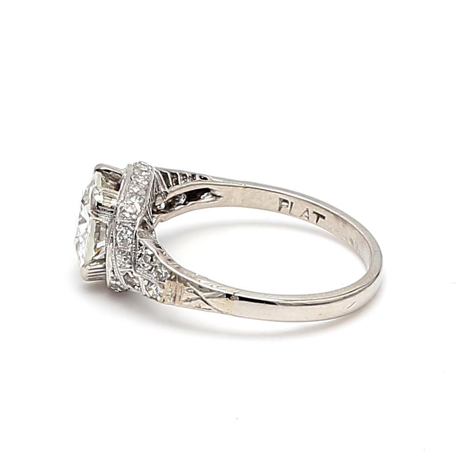 Platinum Engagement Ring with 1.89 Carat Old European Diamond L VVS2 GIA