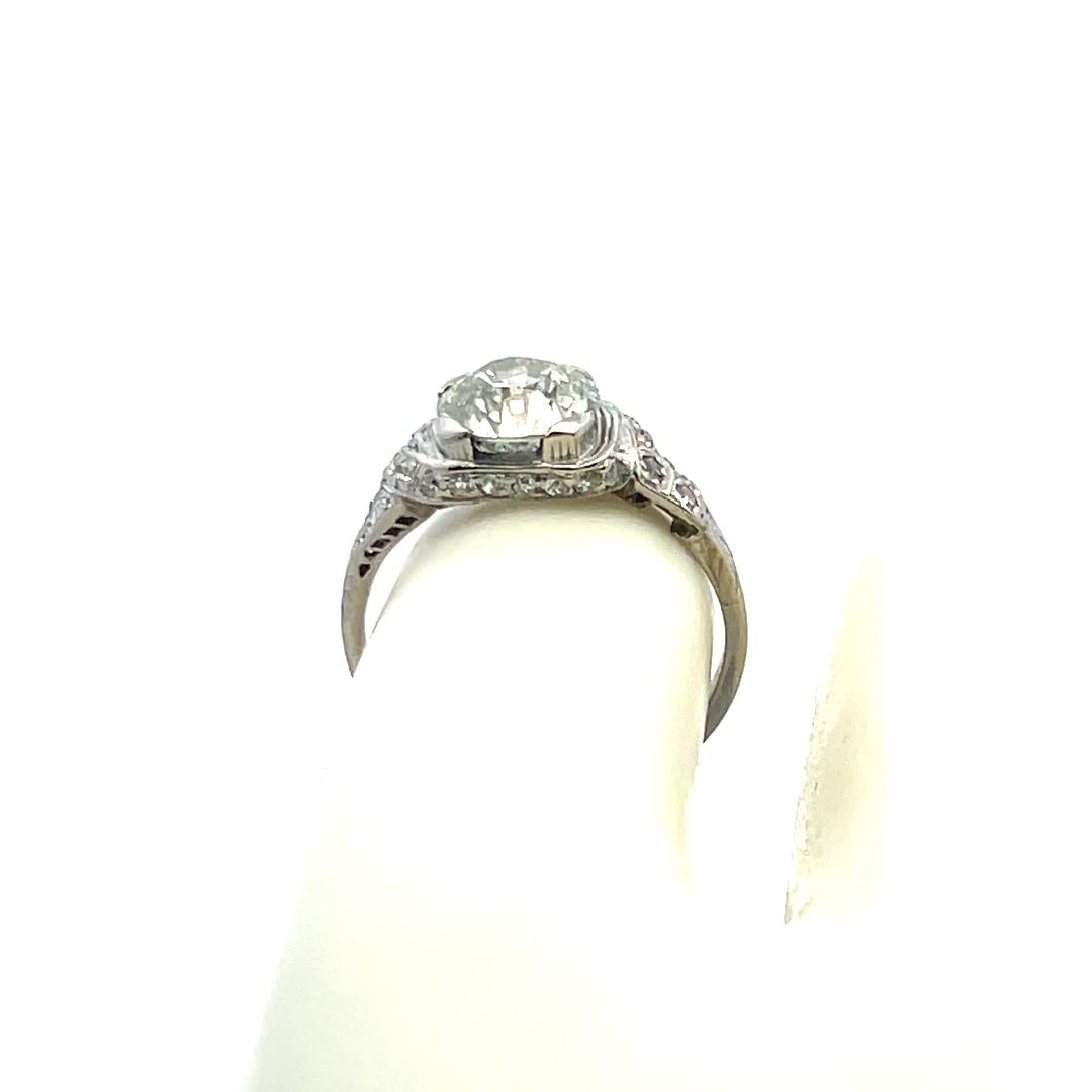 Platinum Engagement Ring with 1.89 Carat Old European Diamond L VVS2 GIA