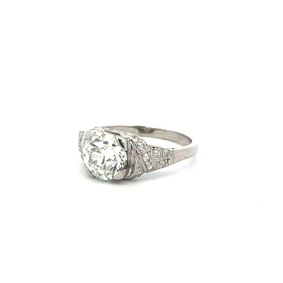Platinum Engagement Ring with 1.89 Carat Old European Diamond L VVS2 GIA