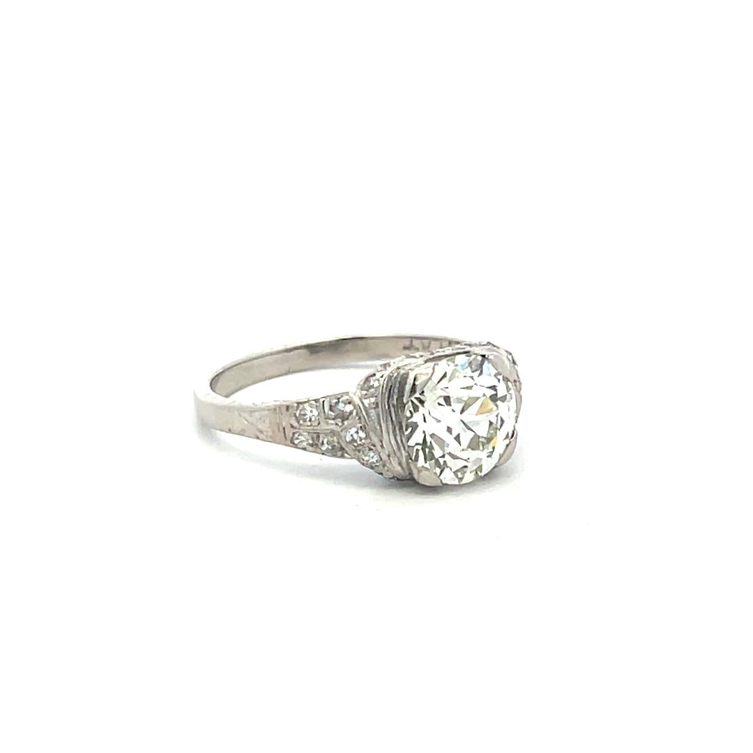 Platinum Engagement Ring with 1.89 Carat Old European Diamond L VVS2 GIA