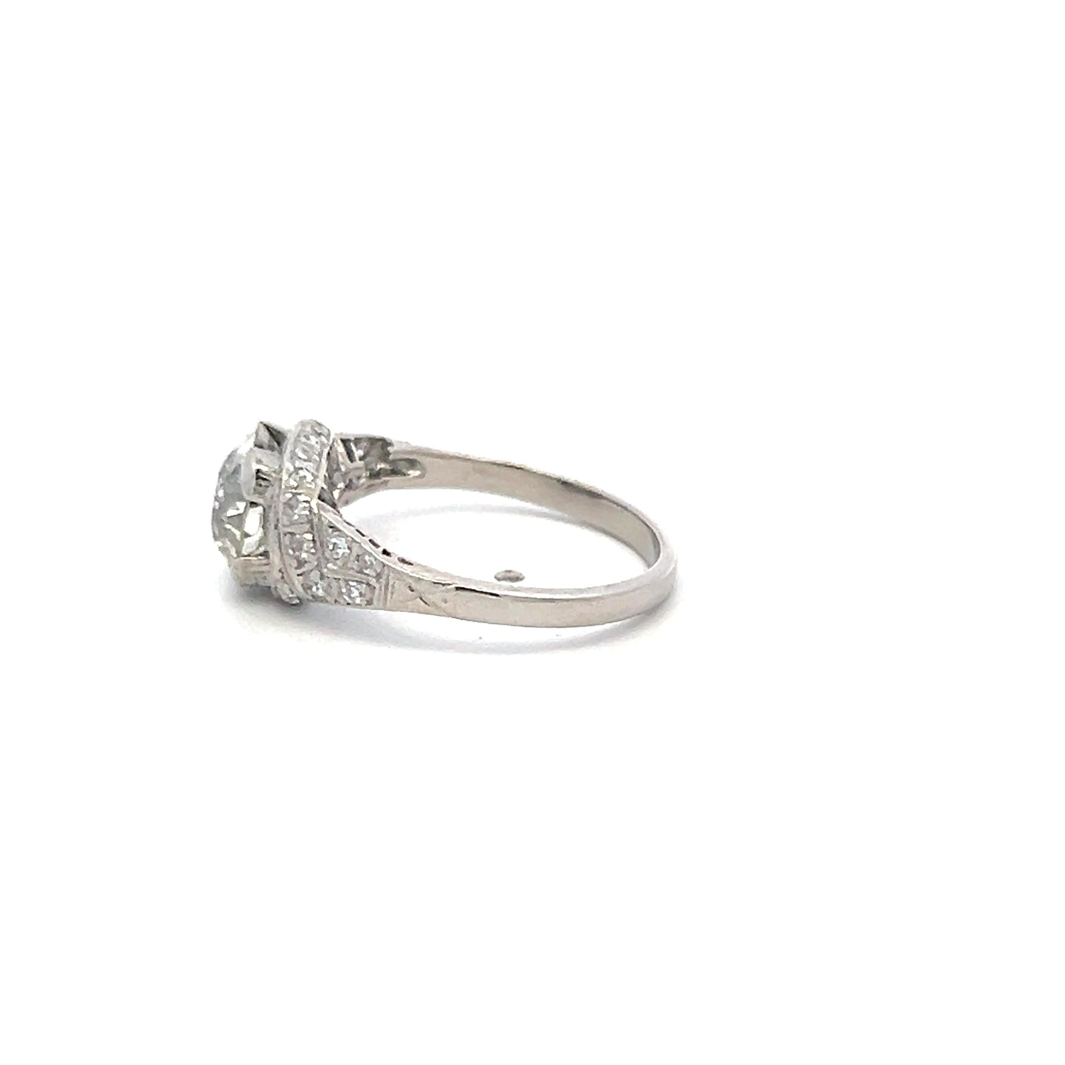 Platinum Engagement Ring with 1.89 Carat Old European Diamond L VVS2 GIA