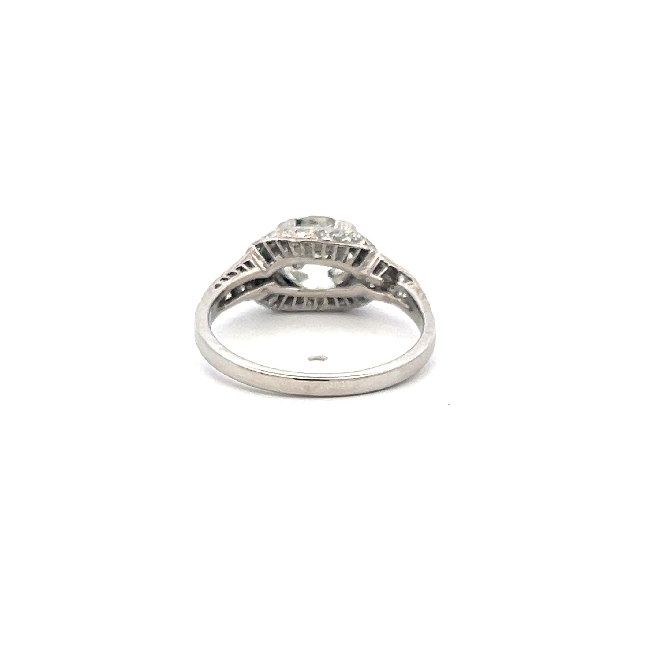 Platinum Engagement Ring with 1.89 Carat Old European Diamond L VVS2 GIA