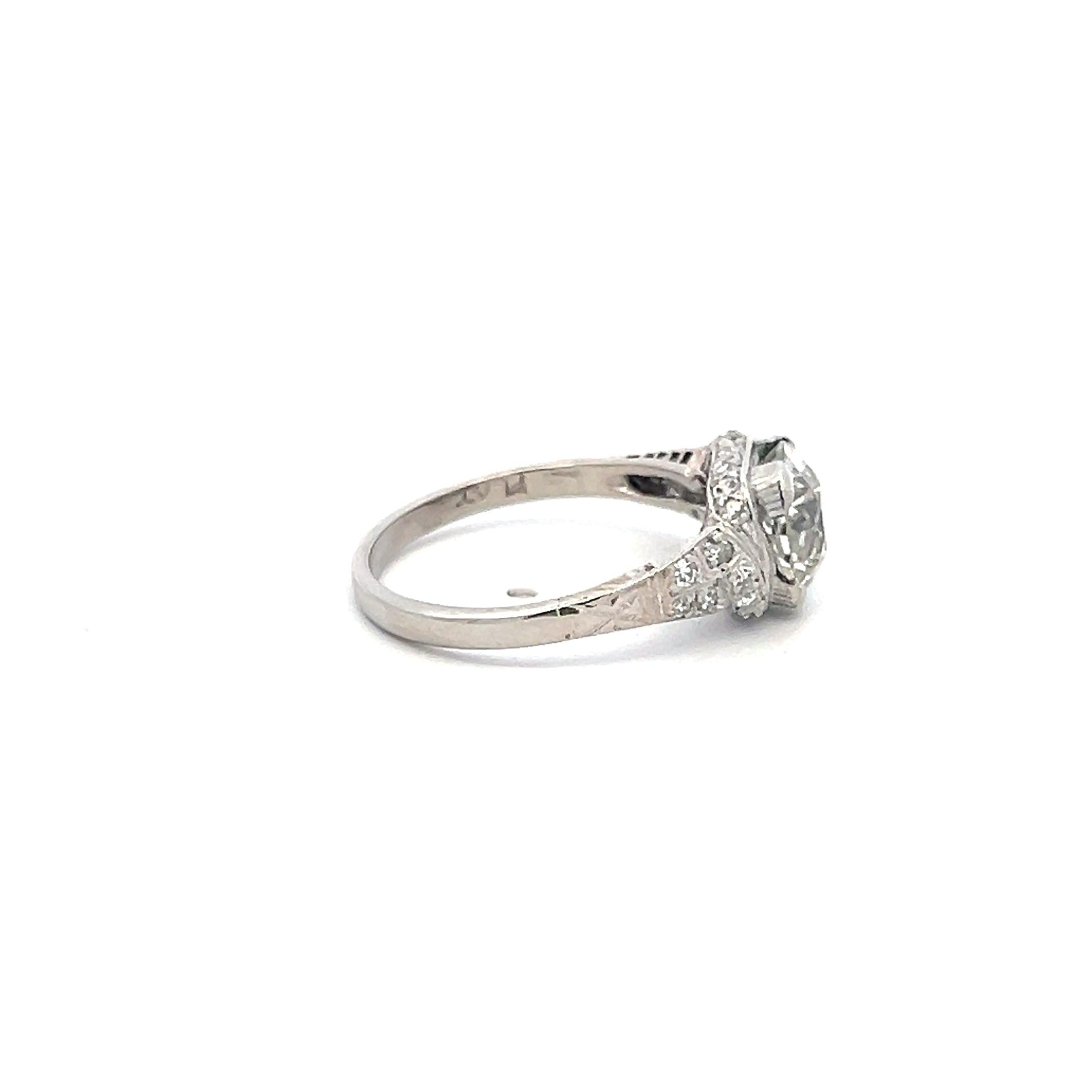 Platinum Engagement Ring with 1.89 Carat Old European Diamond L VVS2 GIA
