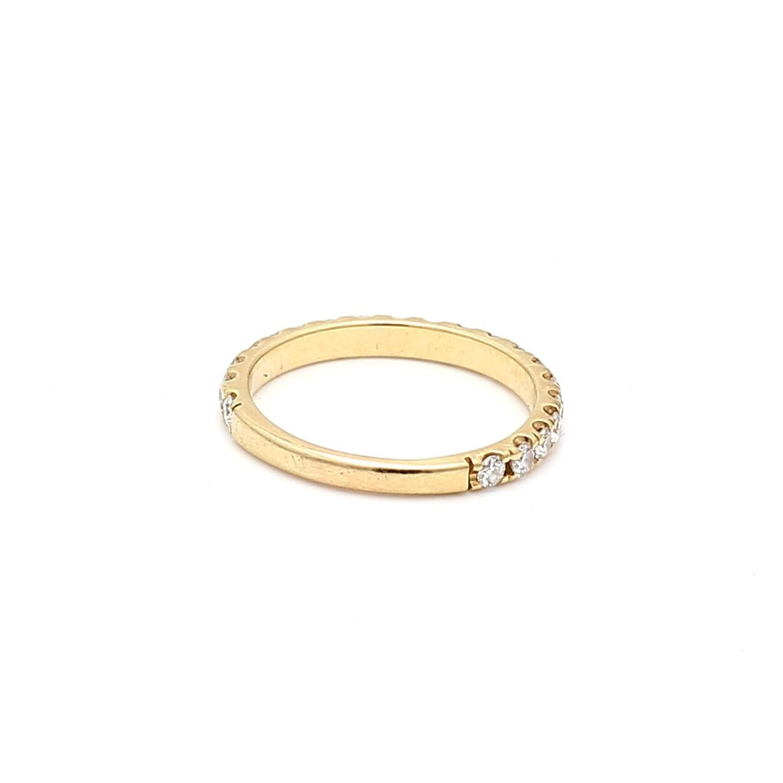 0.58 Carat Round Brilliant G VS1 Diamond 14 Karat Yellow Gold Band Ring