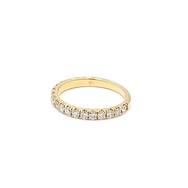 0.58 Carat Round Brilliant G VS1 Diamond 14 Karat Yellow Gold Band Ring