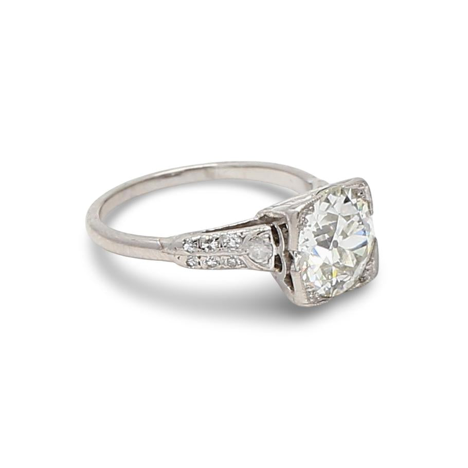 Platinum Engagement Ring with 1.67 Carat Old European Diamond J-VS1 GIA