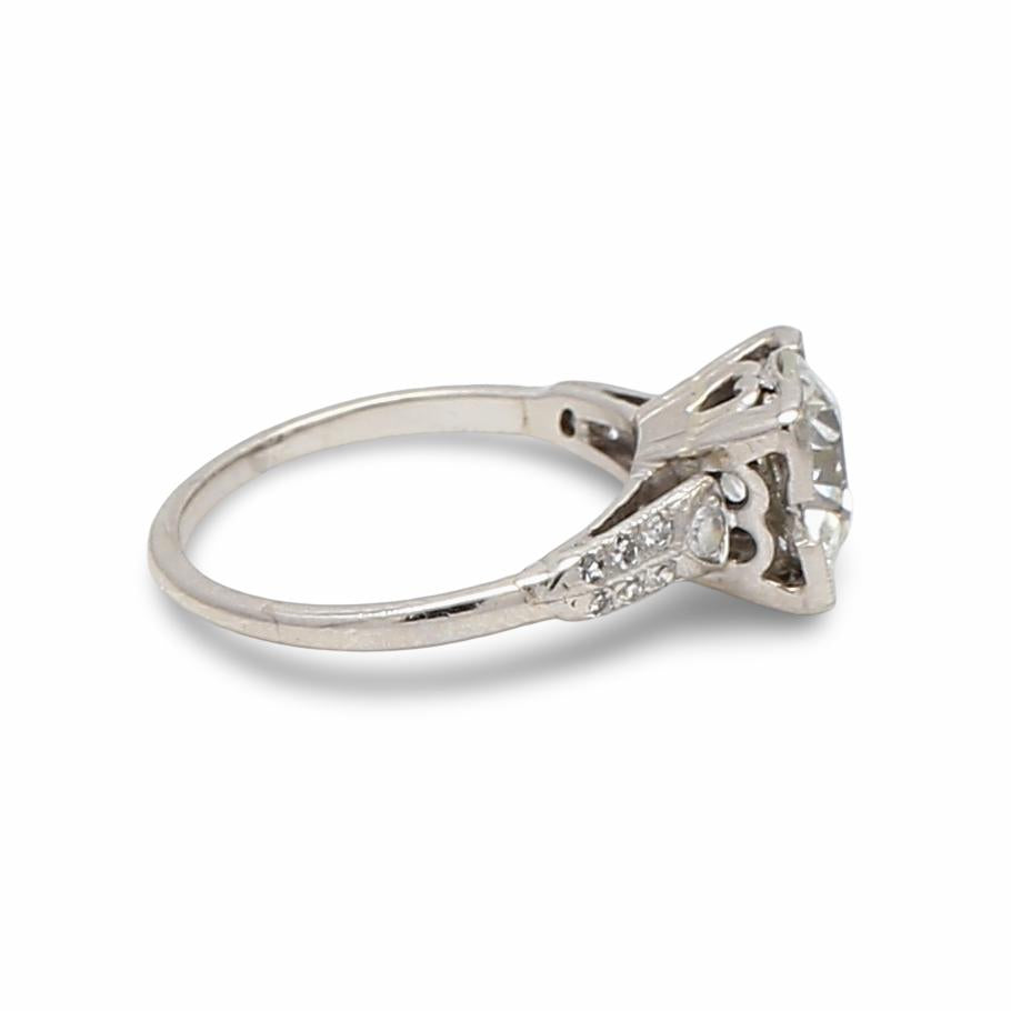 Platinum Engagement Ring with 1.67 Carat Old European Diamond J-VS1 GIA