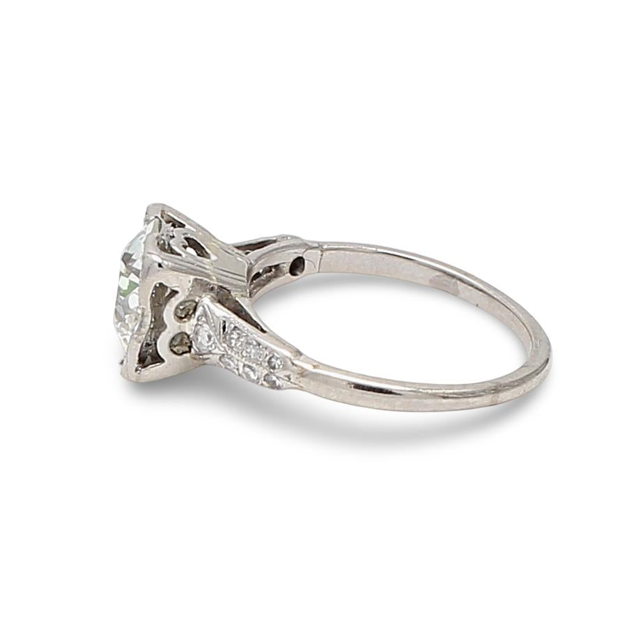 Platinum Engagement Ring with 1.67 Carat Old European Diamond J-VS1 GIA
