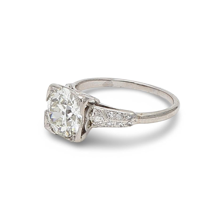 Platinum Engagement Ring with 1.67 Carat Old European Diamond J-VS1 GIA