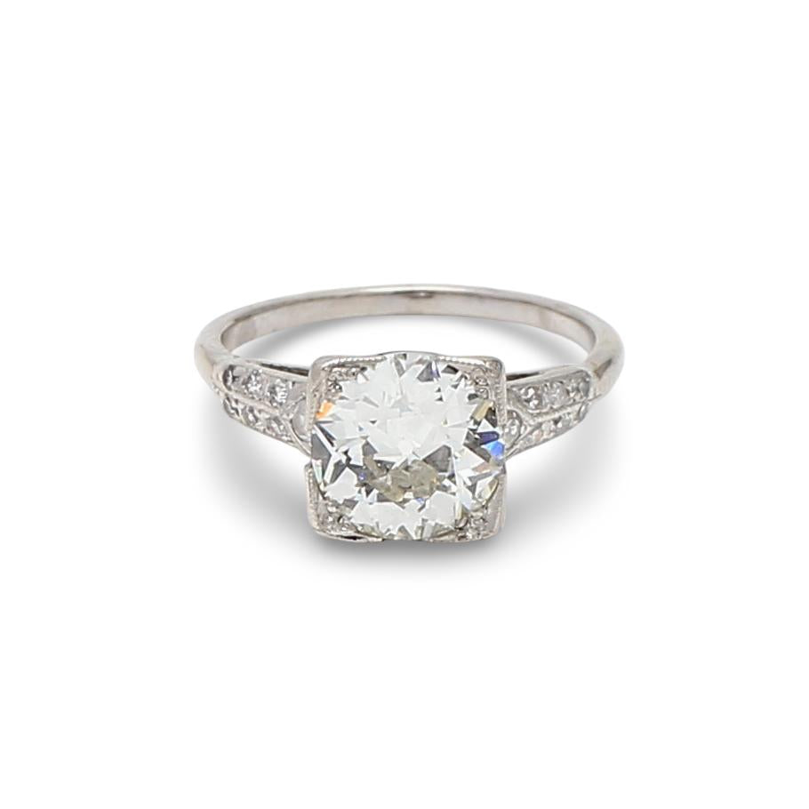 Platinum Engagement Ring with 1.67 Carat Old European Diamond J-VS1 GIA