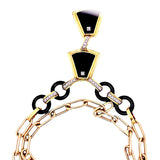 0.85 Carat Round Brilliant Diamond  and Onyx 18 Karat Yellow Gold Pendant Necklace