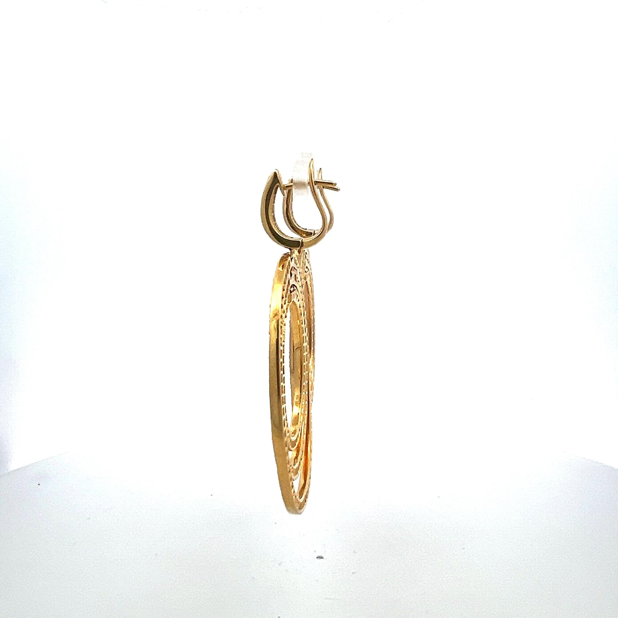 4.00ct G VS2 Diamond Multi-Oval Dangle Earrings in 18K Yellow Gold