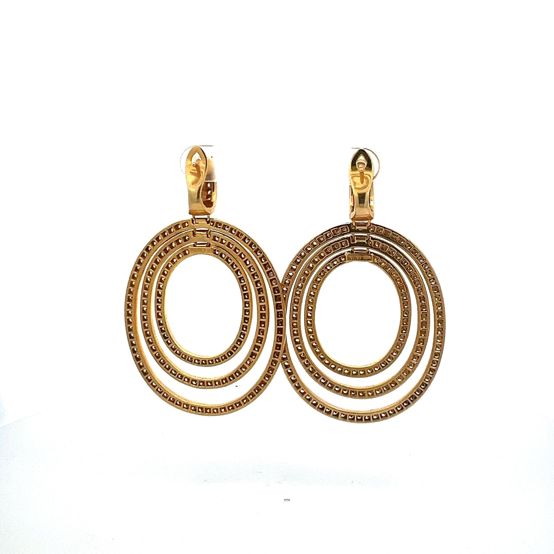 4.00ct G VS2 Diamond Multi-Oval Dangle Earrings in 18K Yellow Gold