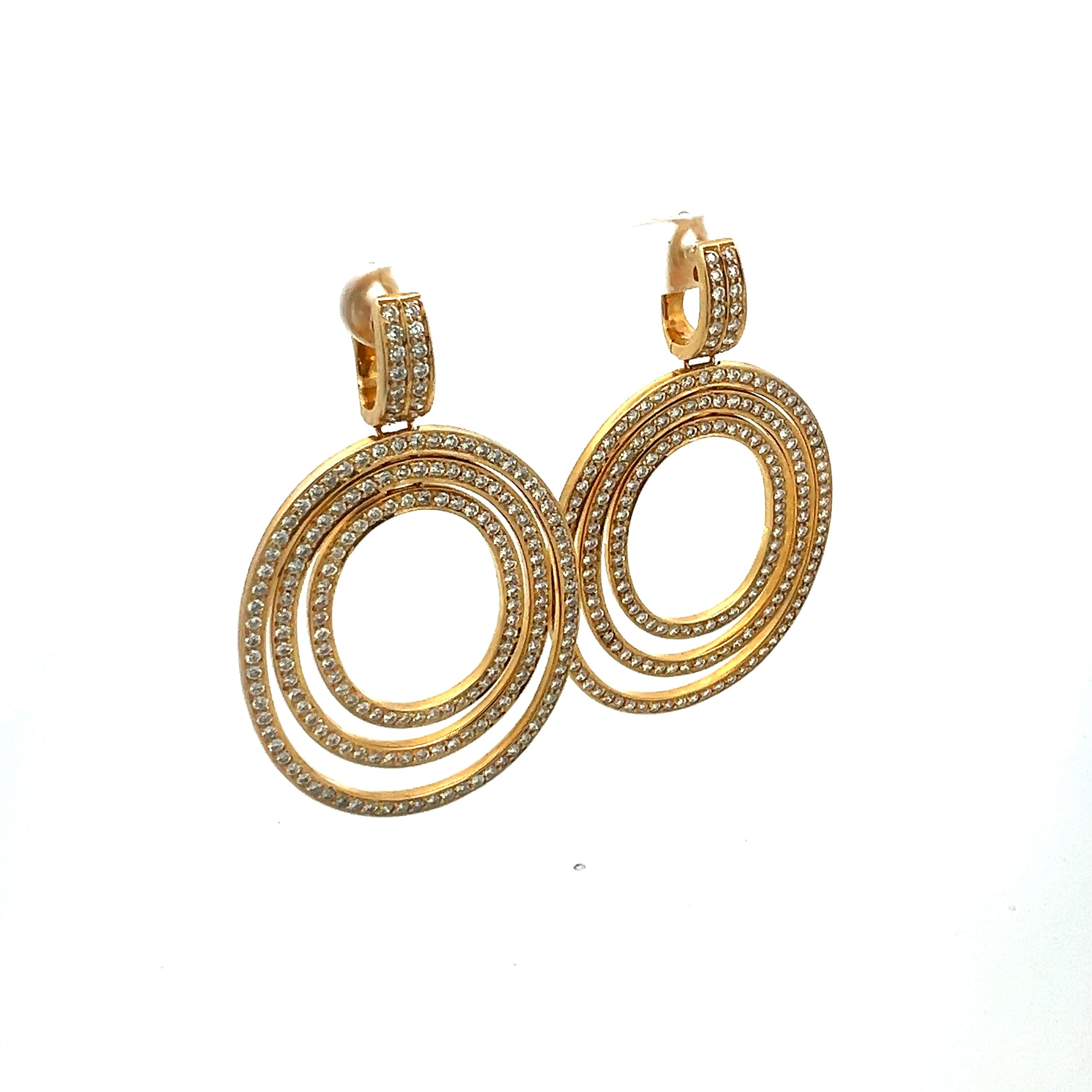 4.00ct G VS2 Diamond Multi-Oval Dangle Earrings in 18K Yellow Gold