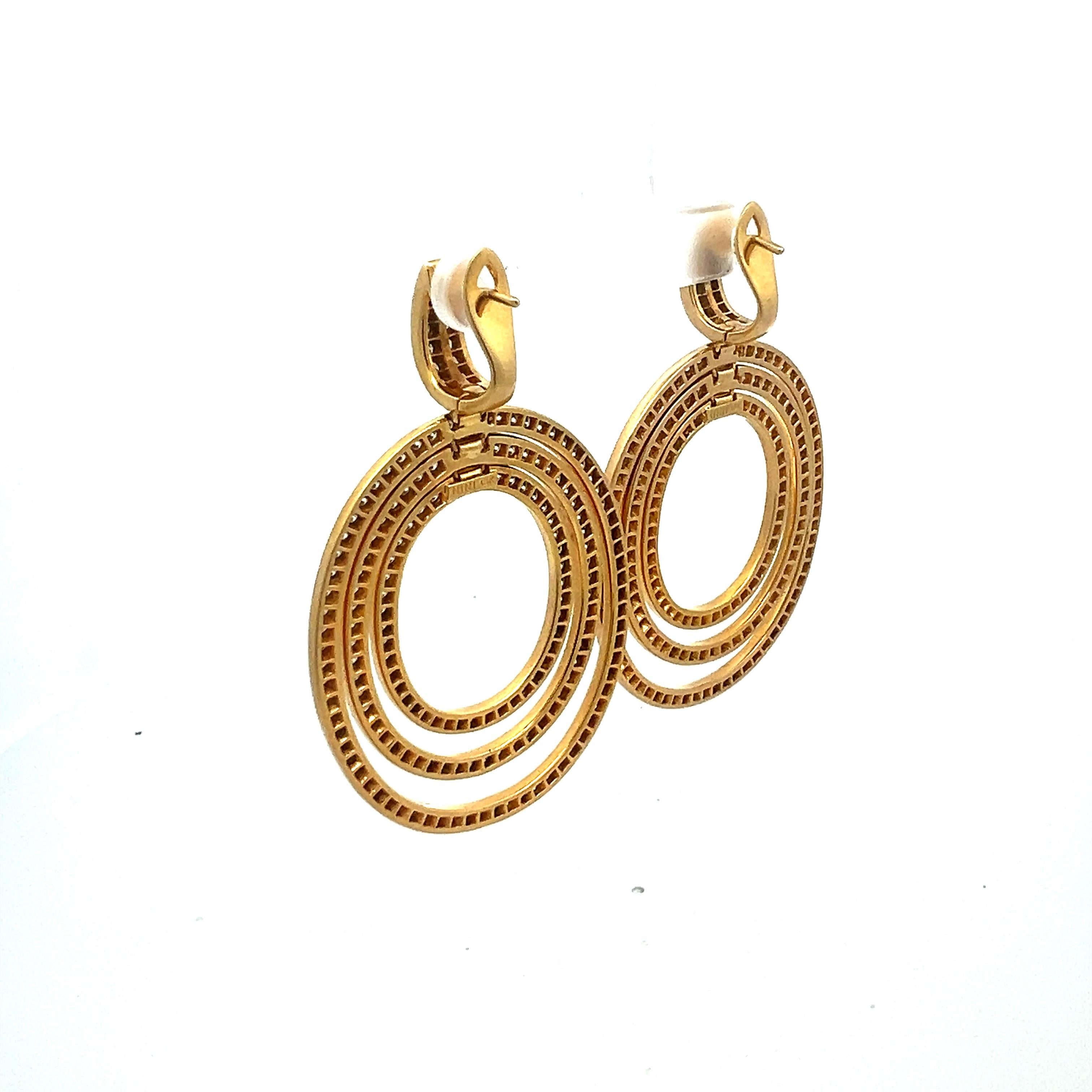 4.00ct G VS2 Diamond Multi-Oval Dangle Earrings in 18K Yellow Gold