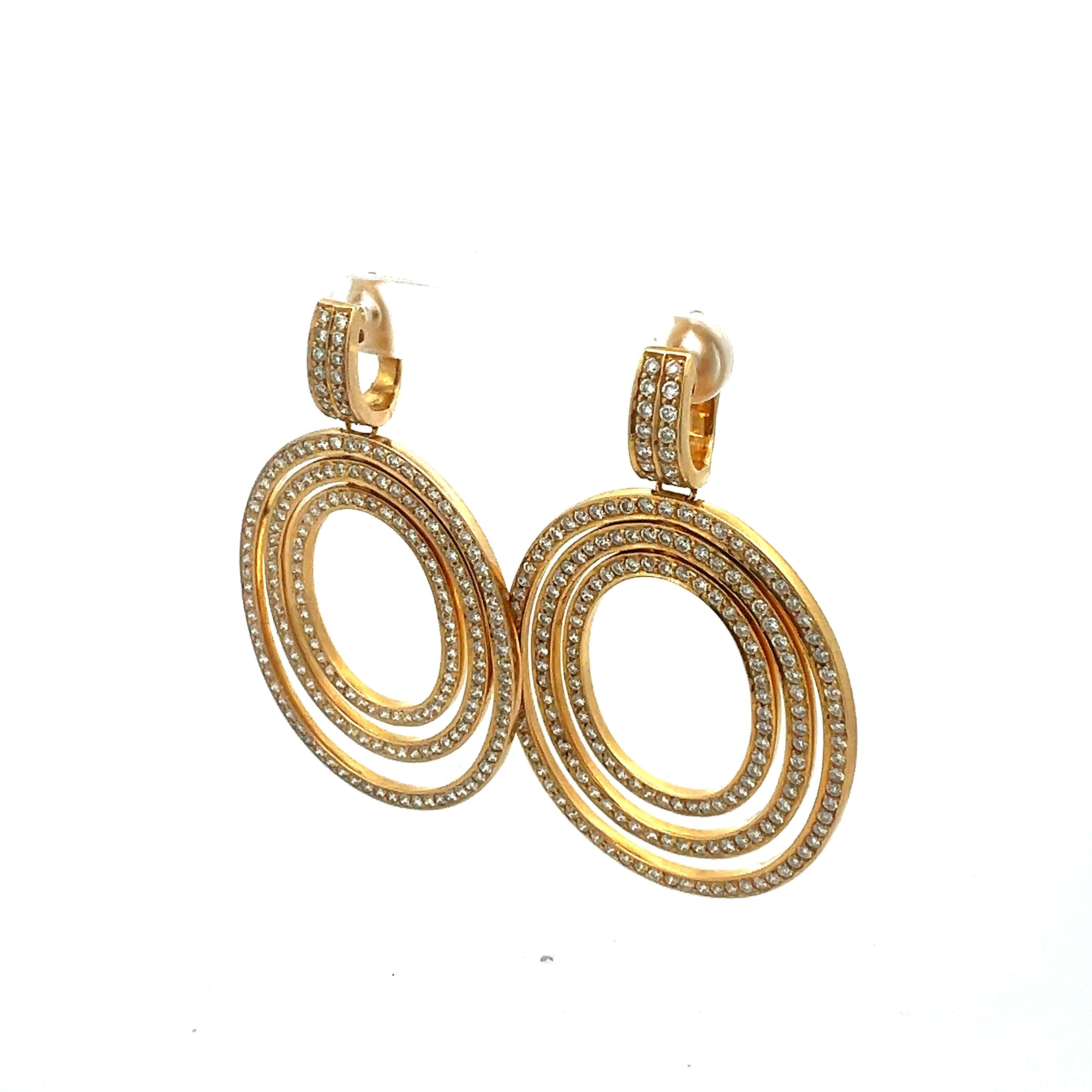 4.00ct G VS2 Diamond Multi-Oval Dangle Earrings in 18K Yellow Gold