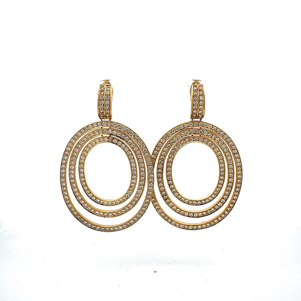 4.00ct G VS2 Diamond Multi-Oval Dangle Earrings in 18K Yellow Gold