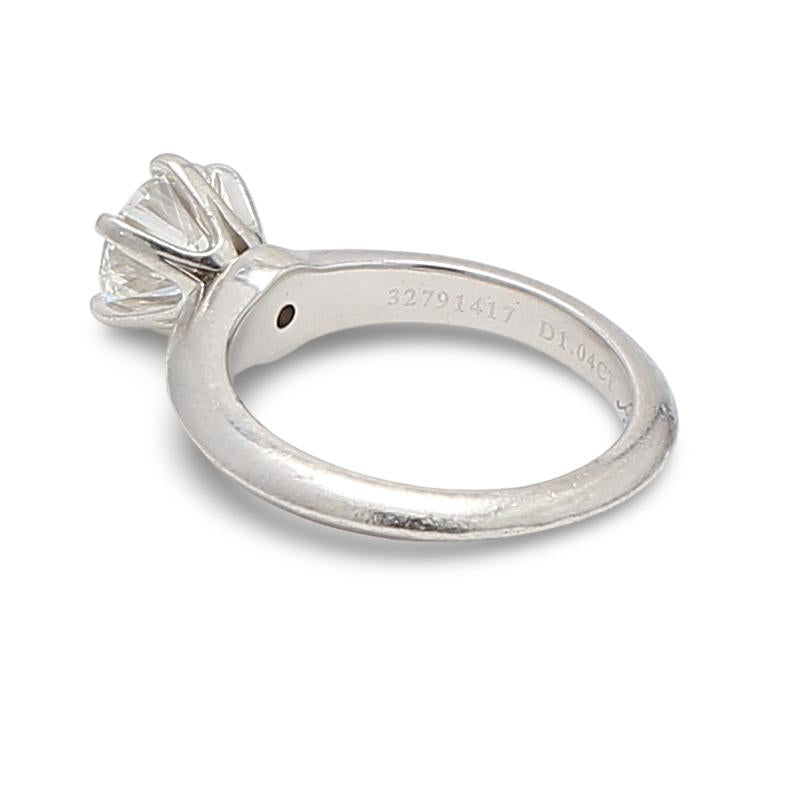 Tiffany and Co 1.04 Carat Round Brilliant Diamond Platinum Engagement Ring
