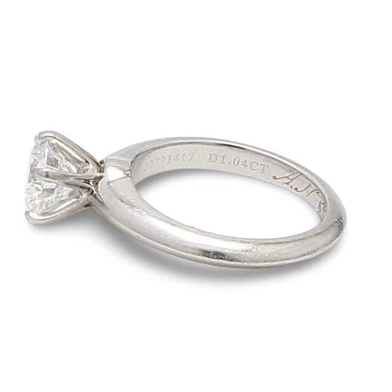 Tiffany and Co 1.04 Carat Round Brilliant Diamond Platinum Engagement Ring