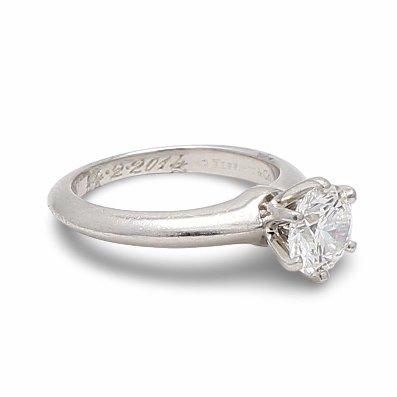 Tiffany and Co 1.04 Carat Round Brilliant Diamond Platinum Engagement Ring