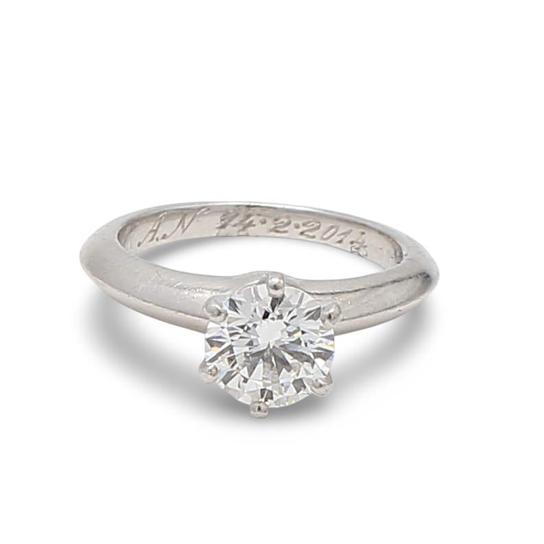 Tiffany and Co 1.04 Carat Round Brilliant Diamond Platinum Engagement Ring