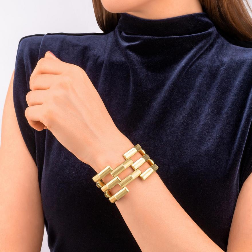 Vintage 14 Karat Yellow Gold Link Bracelet 7.5 inch 64.8 Grams