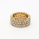 6.90 Carat Round Brilliant Diamond 18 Karat Yellow Gold Band Ring