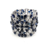 133.50 Carat Mixed Cut Sapphire 14.00 Carat Diamond 18K WG Gemstone Bracelet