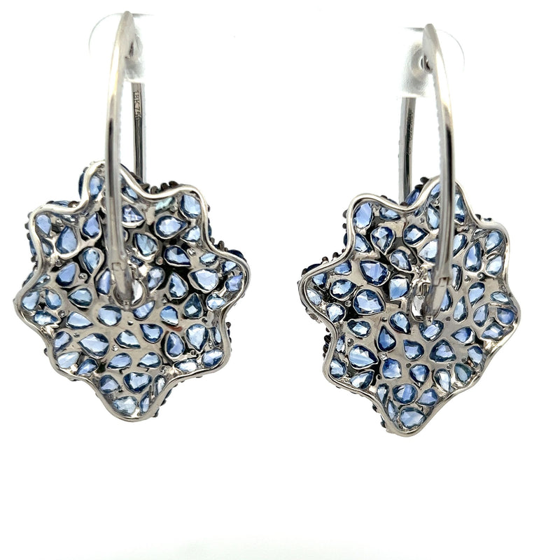 12.00 Carat Sapphire 3.30 Carat Round Brilliant Diamond Platinum Clip On Earrings