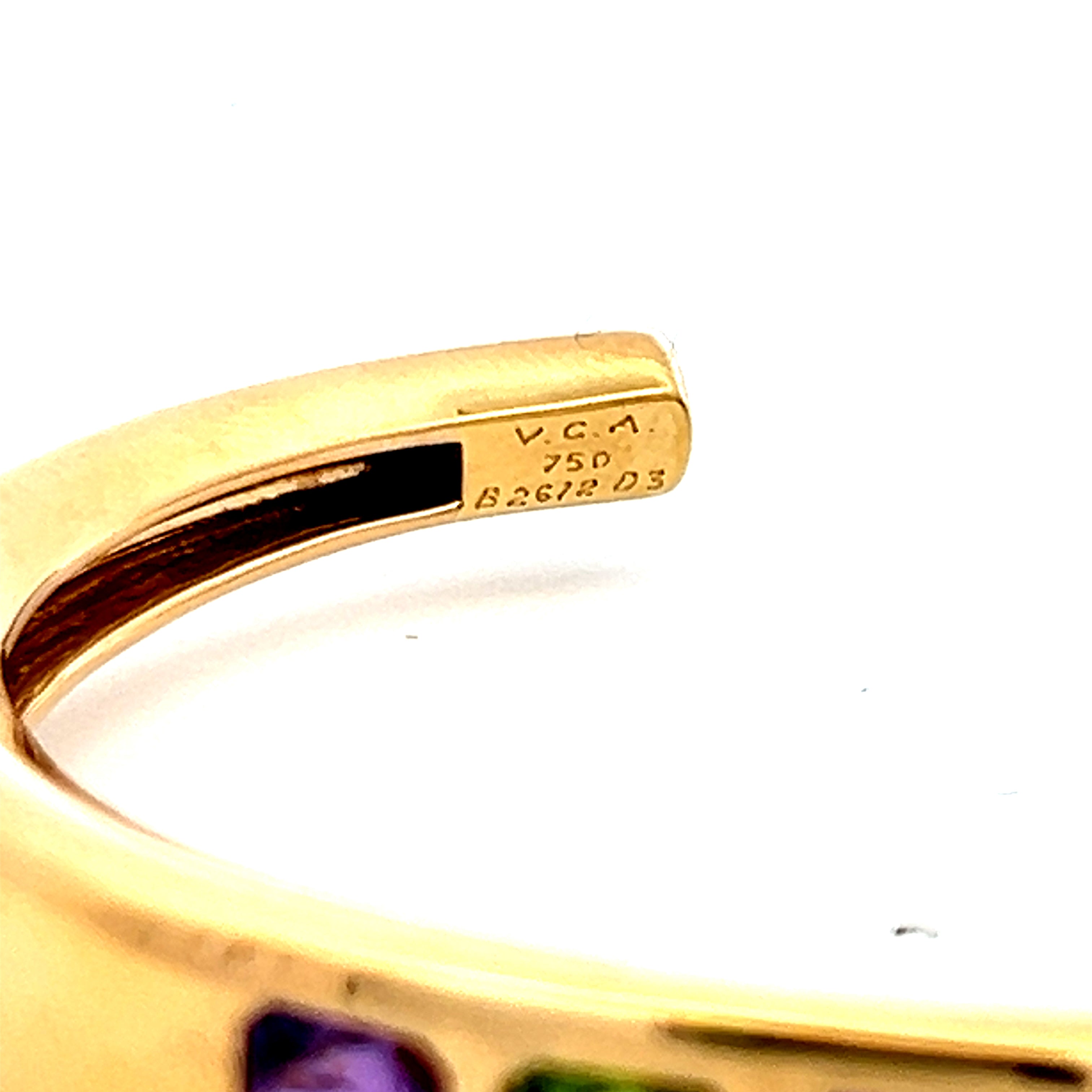 Van Cleef & Arpels 1.50 Carat Amethysts 18 Karat Yellow Gold Cuff Bracelet
