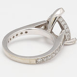 1.14 Carat Baguette and Round Brilliant Diamond 18K White Gold Semi Mount Ring