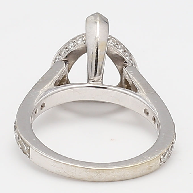 1.14 Carat Baguette and Round Brilliant Diamond 18K White Gold Semi Mount Ring