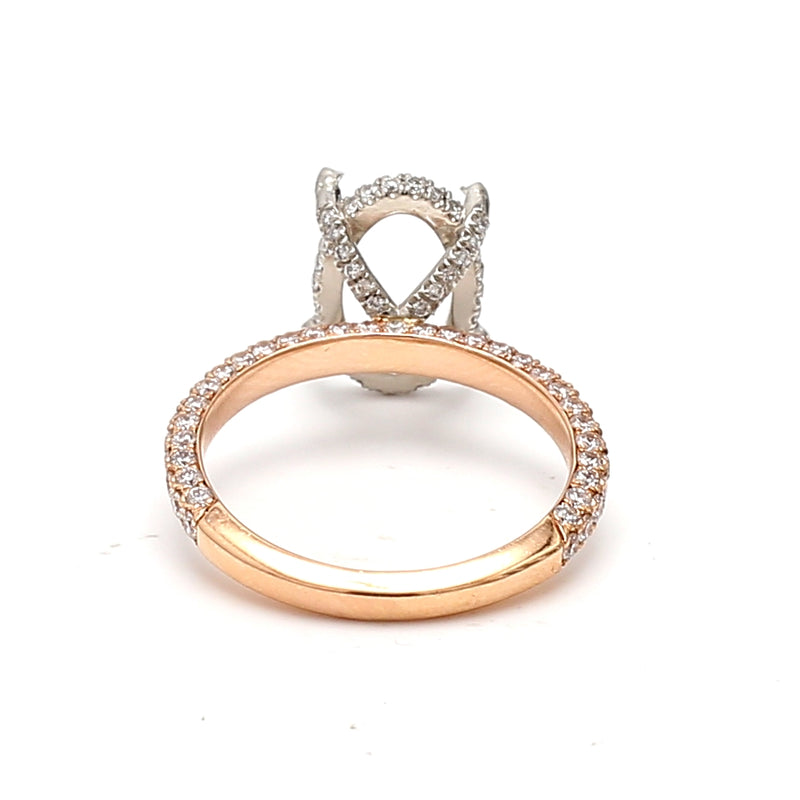 2.18 Carat Round H-SI1 Diamond 14 Karat Rose Gold Semi Mount Ring