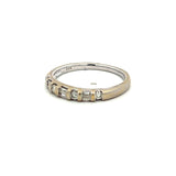 0.22 Carat Round Brilliant and Baguette Shape Diamond 14 Karat Gold Band Ring