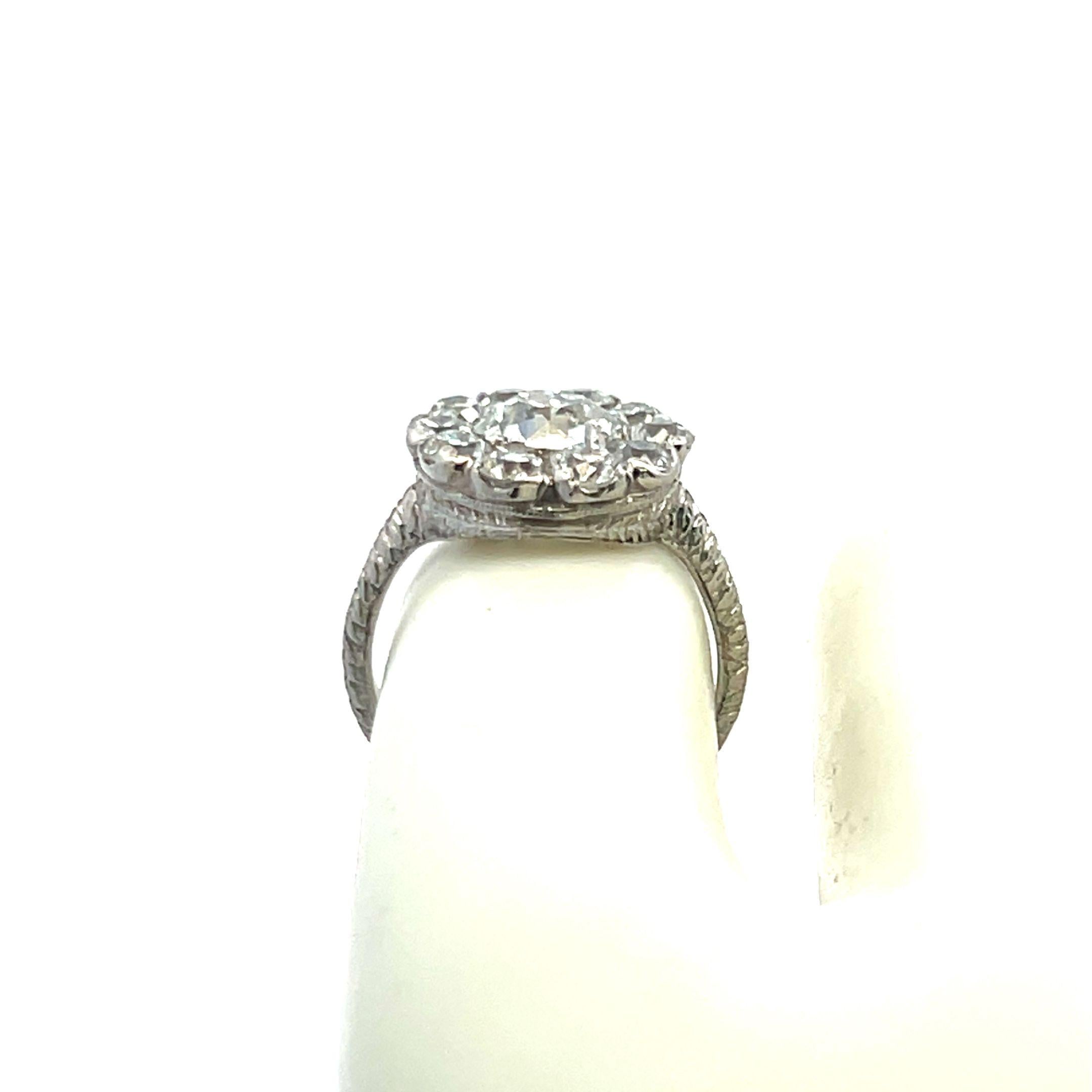 Platinum Edwardian Ring with 3.38 Carat Old European Cut GIA Diamonds Size 6.5