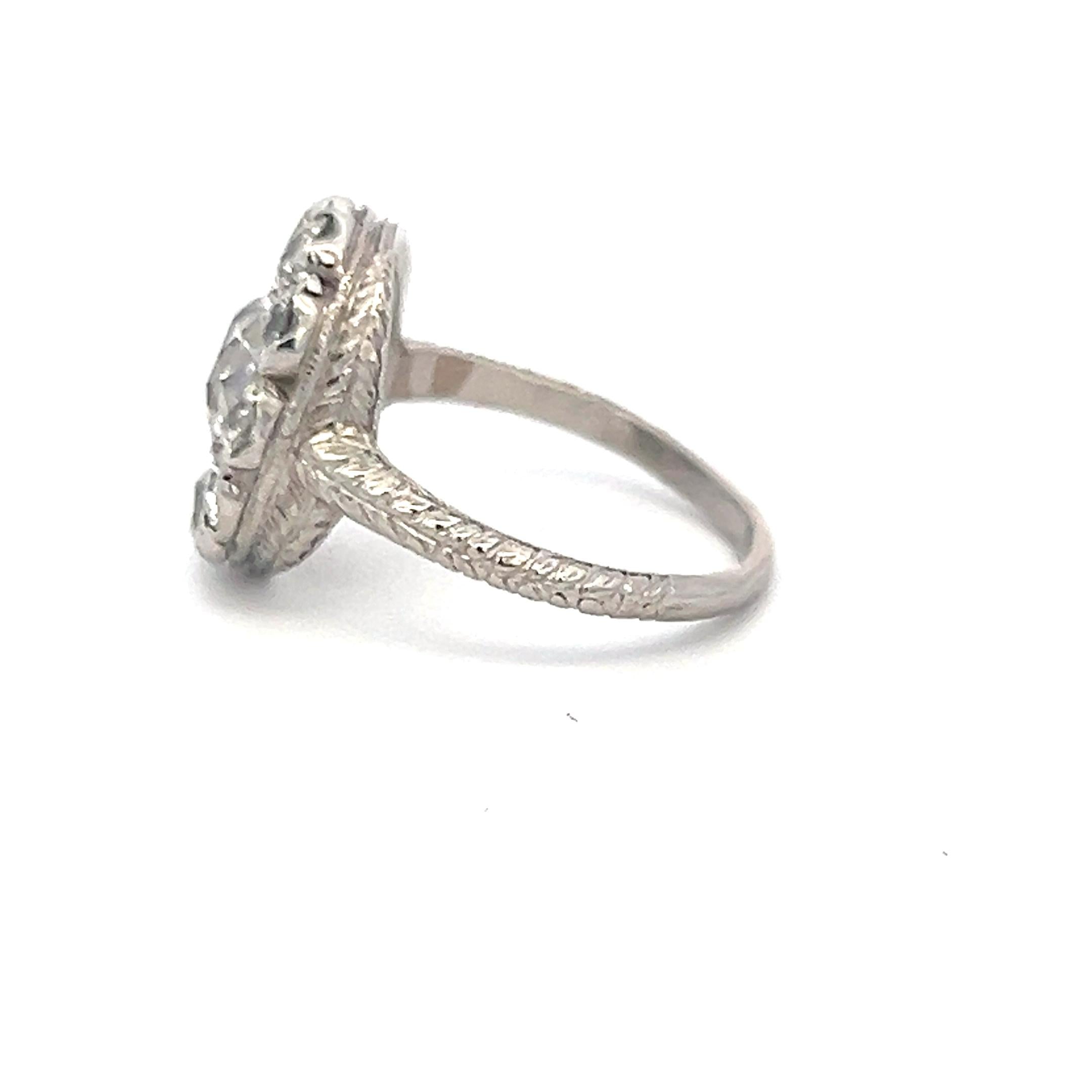 Platinum Edwardian Ring with 3.38 Carat Old European Cut GIA Diamonds Size 6.5