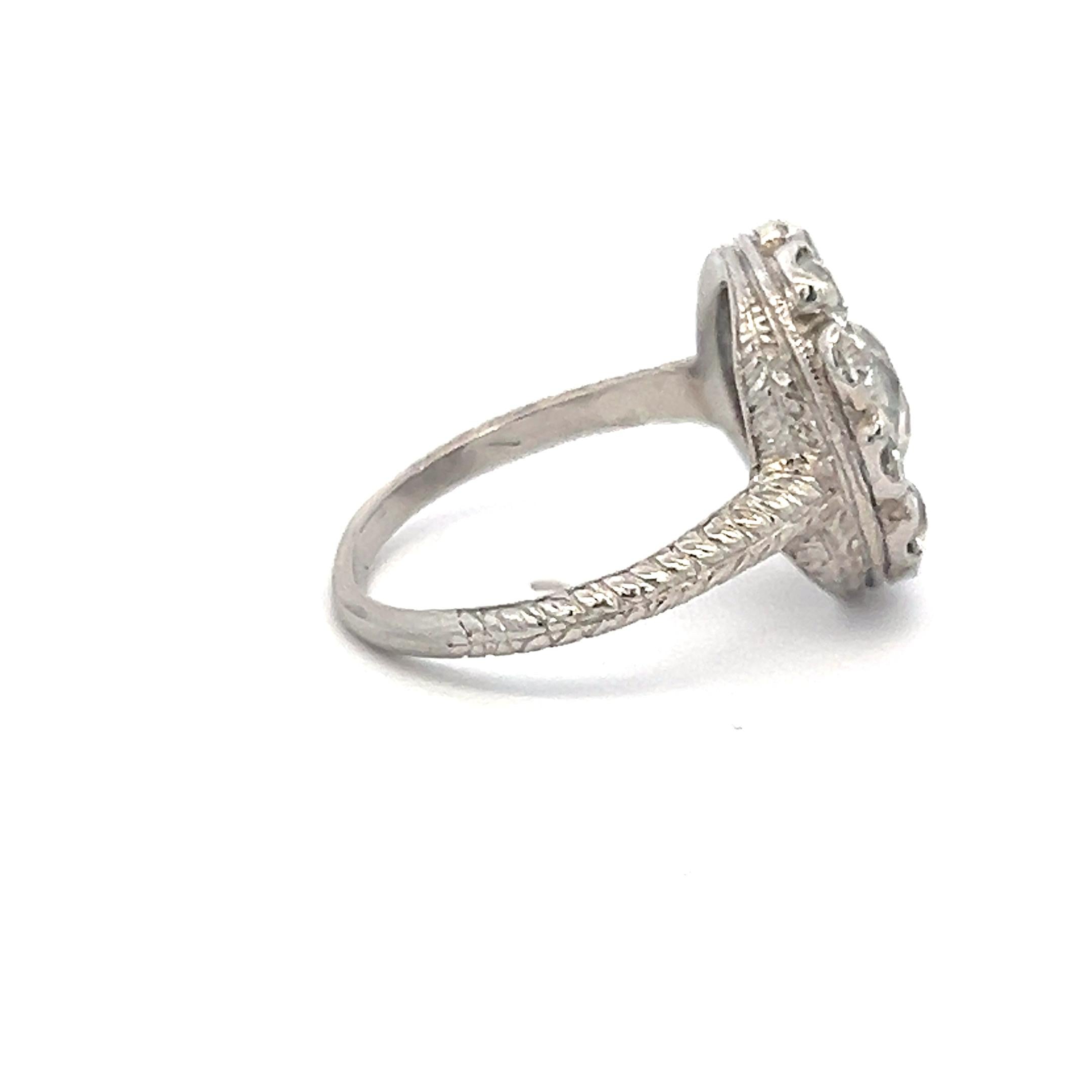 Platinum Edwardian Ring with 3.38 Carat Old European Cut GIA Diamonds Size 6.5