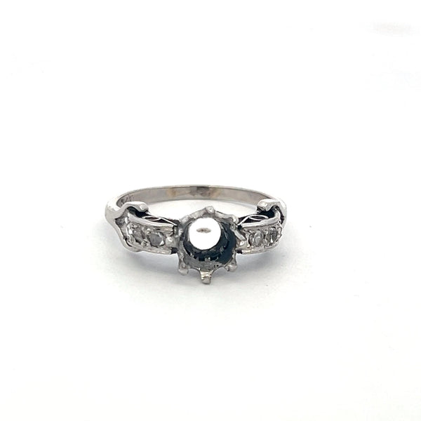 0.20 Carat Old European Cut Diamond Platinum Semi Mount Ring