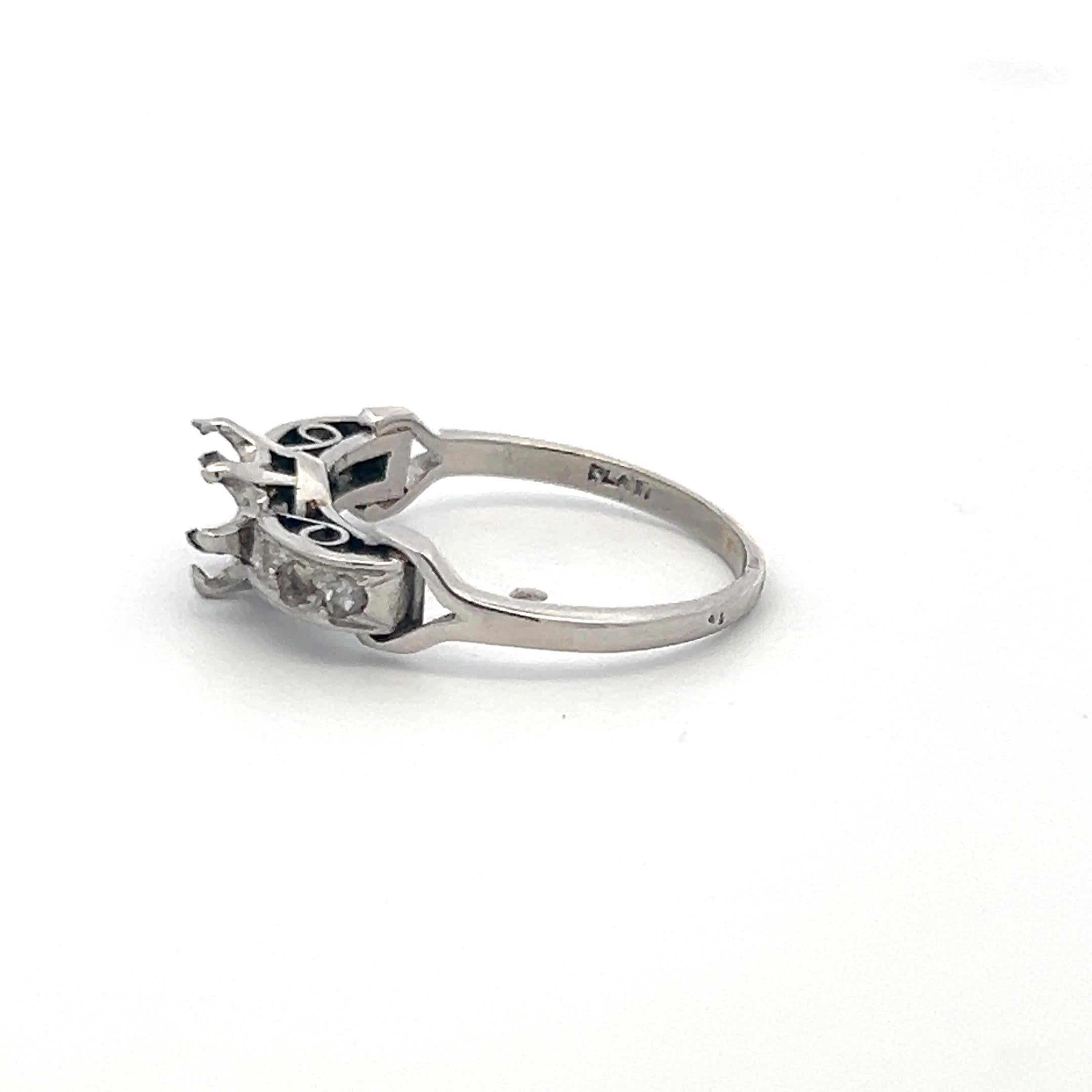 0.20 Carat Old European Cut Diamond Platinum Semi Mount Ring