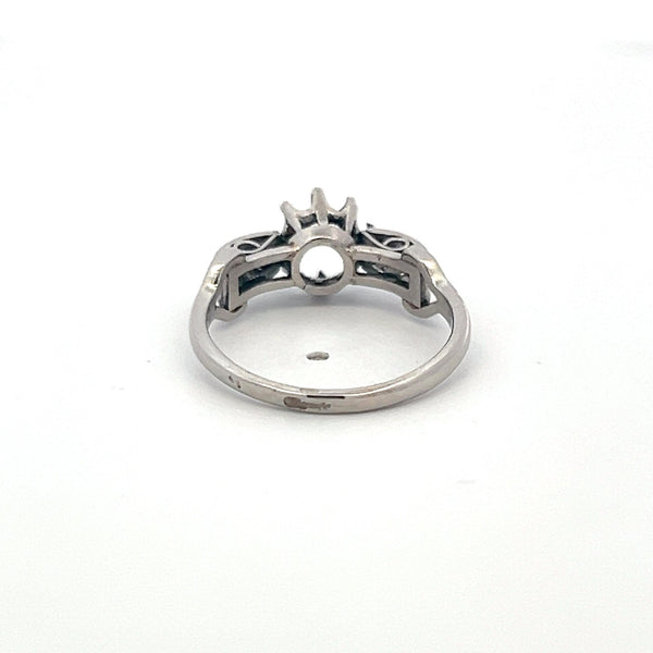 0.20 Carat Old European Cut Diamond Platinum Semi Mount Ring
