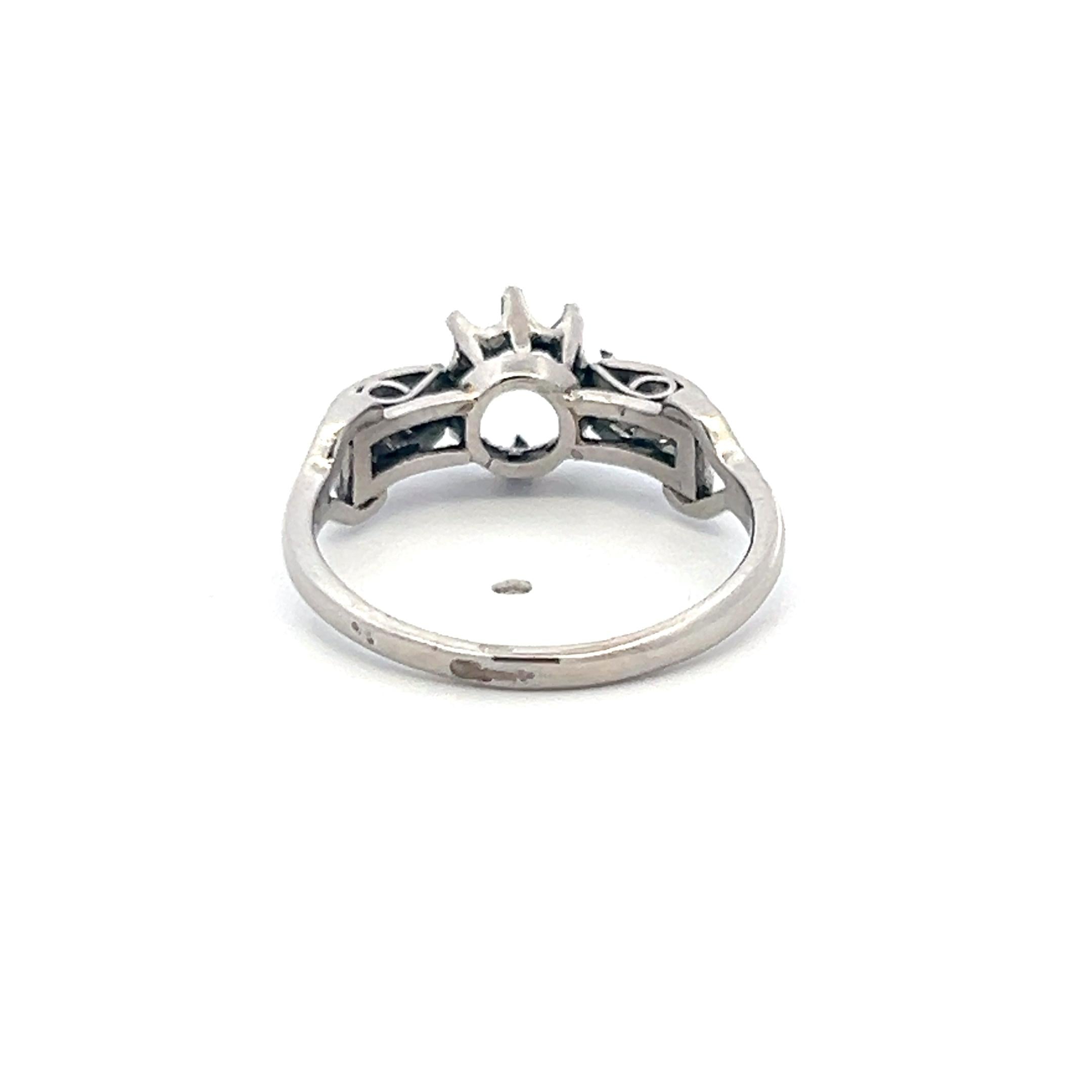 0.20 Carat Old European Cut Diamond Platinum Semi Mount Ring
