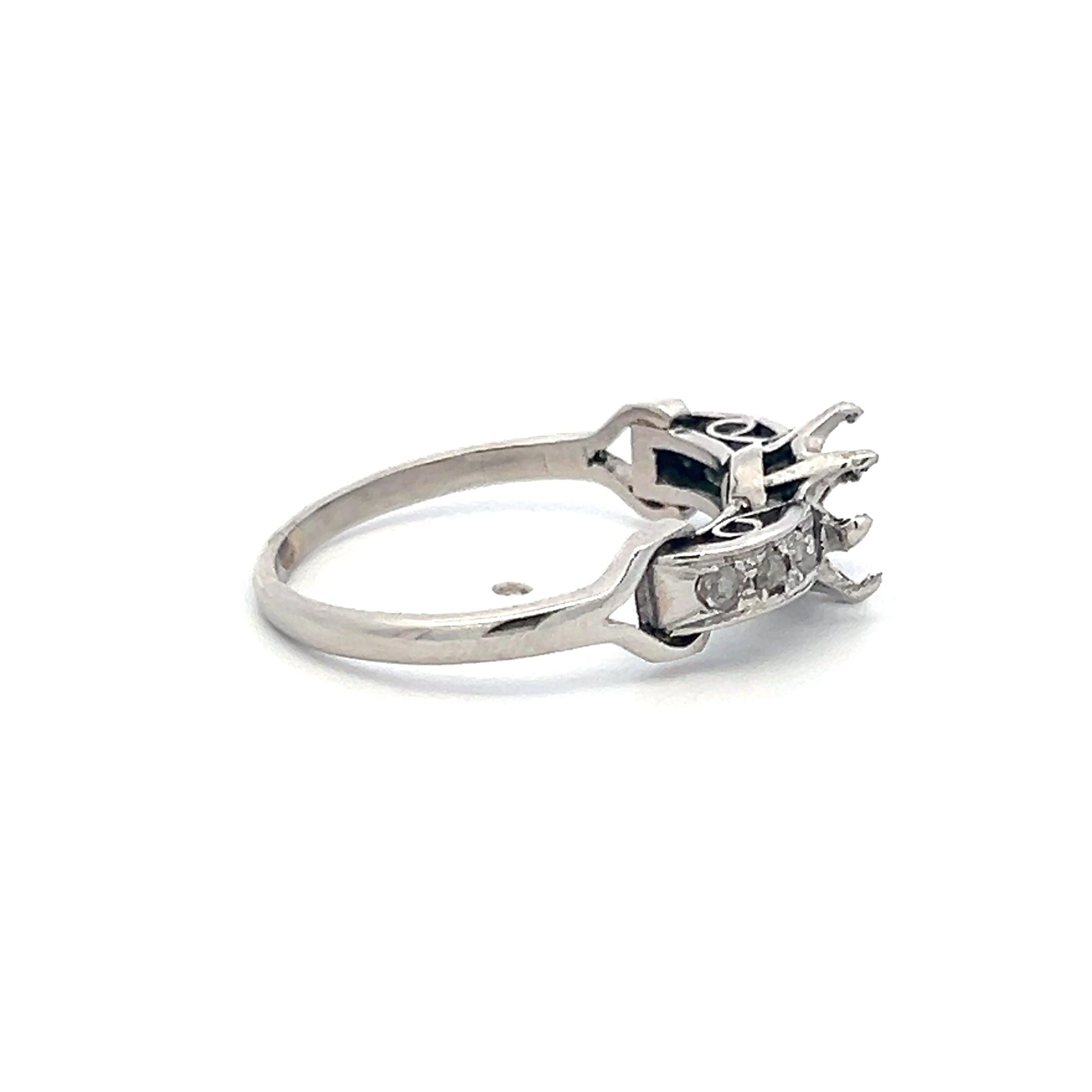 0.20 Carat Old European Cut Diamond Platinum Semi Mount Ring