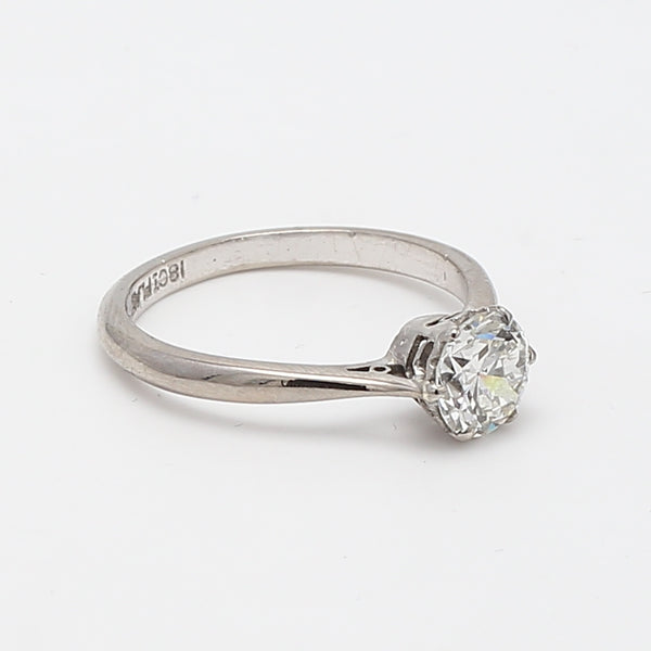 1.00 Carat Circular Brilliant Cut H SI1 Diamond Platinum Engagement Ring