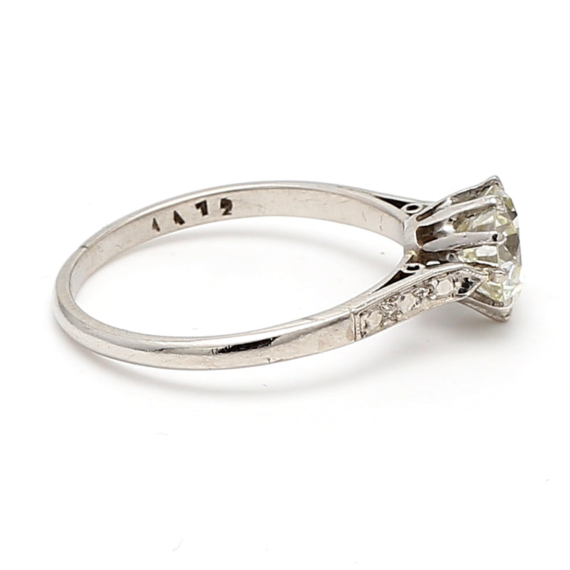 1.77 Carat Circular Brilliant Cut L I1 Diamond Platinum Engagement Ring