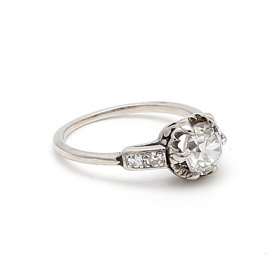 Platinum Engagement Ring with 1.17 Carat Circular Diamonds Size 5.75 J-VS2 GIA
