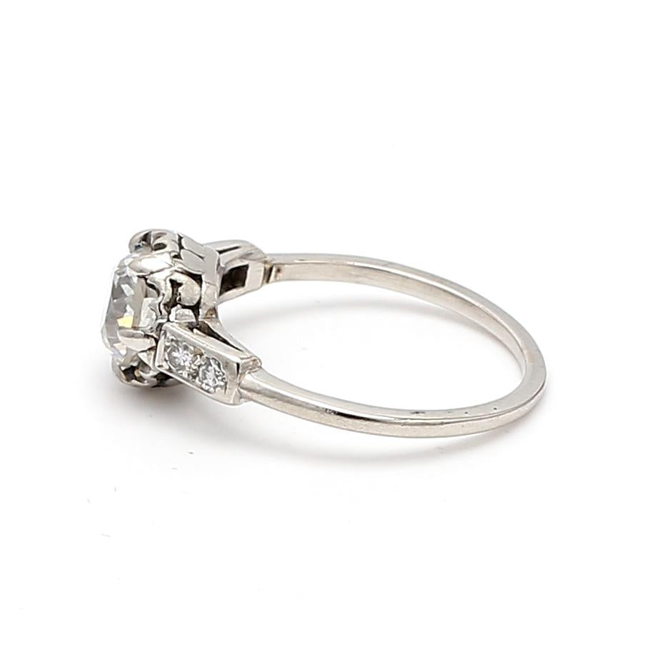 Platinum Engagement Ring with 1.17 Carat Circular Diamonds Size 5.75 J-VS2 GIA