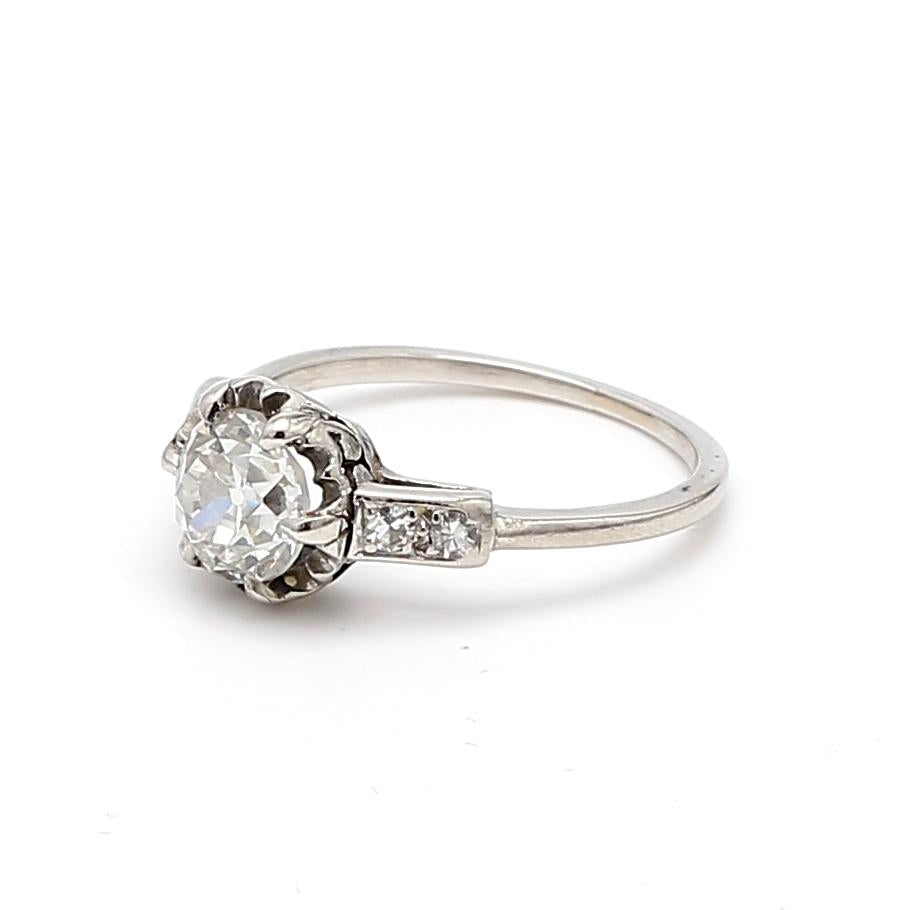 Platinum Engagement Ring with 1.17 Carat Circular Diamonds Size 5.75 J-VS2 GIA